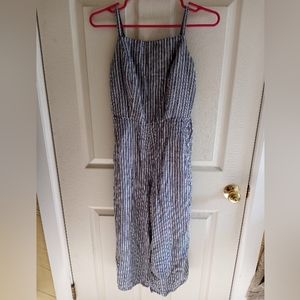 Old Navy Blue and White Linen Jumpsuit